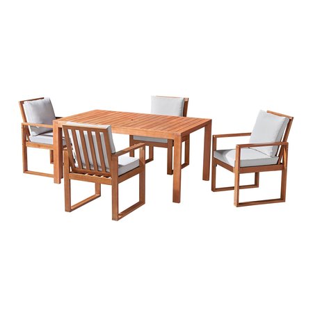 ALATERRE FURNITURE Weston Eucalyptus Wood Outdoor Dining Table with 4 Dining Chairs, Set of 5 ANWT0344EBO